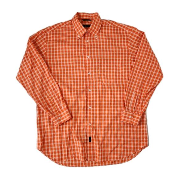 Ermenegildo Zegna Other - Ermenegildo Zegna Sport Mens Button Down Shirt Orange Plaid Check Size XL